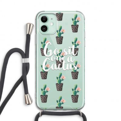 Cactus quote: iPhone 11 Transparant Hoesje met koord