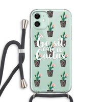 Cactus quote: iPhone 11 Transparant Hoesje met koord