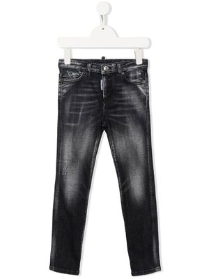 DSQUARED2 KIDS jean slim à effet usé - Gris
