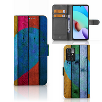 Xiaomi Redmi 10 Book Style Case Wood Heart - Cadeau voor je Vriend