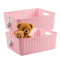 Opbergmand - 4x - Kastmand - rotan kunststof - roze - 12 Liter - 30 x 37 x 13 cm