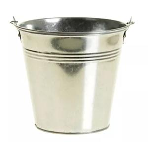Klein zinken emmertje - zilver - 15 cm hoog - metaal - bloempot - plantenpot