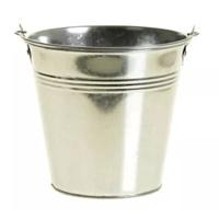 Klein zinken emmertje - zilver - 15 cm hoog - metaal - bloempot - plantenpot Klein zinken emmertje - zilver - 15 cm hoog - metaal - bloempot - plantenpot
