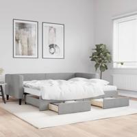 Slaapbank met onderschuifbed en lades 90x190 cm stof lichtgrijs