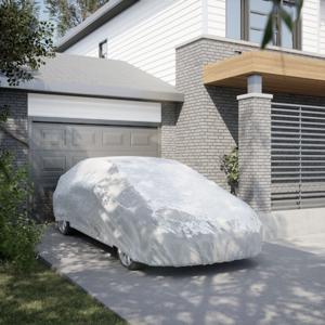 VidaXL Autohoes voor sedan met gespriemen m volledig zilverkleurig