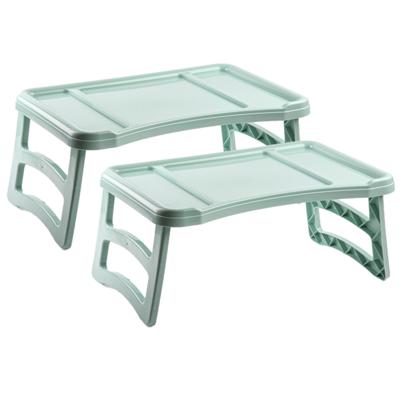 Plasticforte ontbijt op bed dienblad tafeltje - 51 x 33 cm - set 2x stuks - groen - kunststof