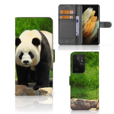 Samsung Galaxy S21 Ultra | Telefoonhoesje | Met pasjeshouder | Panda