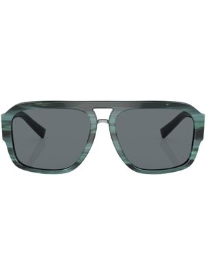 Dolce & Gabbana Eyewear lunettes de soleil carrées à plaque logo - Bleu