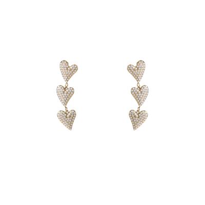 Day&Eve Oorbellen 3 Sparkle Hearts Dangle | Goud