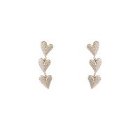 Day&Eve Oorbellen 3 Sparkle Hearts Dangle | Goud