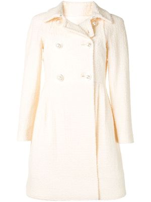 CHANEL Pre-Owned manteau en tweed à boutonnière croisée - Blanc