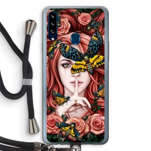 Lady Moth: Samsung Galaxy A20s Transparant Hoesje met koord