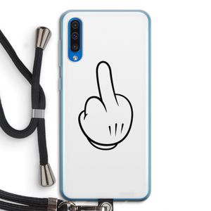 Middle finger white: Samsung Galaxy A50 Transparant Hoesje met koord