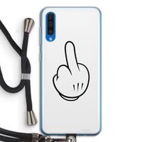 Middle finger white: Samsung Galaxy A50 Transparant Hoesje met koord
