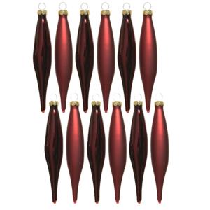 Decoris kerstbal pegels - 18x - donkerrood - D15 cm - glas - kersthangers - ijspegels