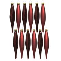 Decoris kerstbal pegels - 18x - donkerrood - D15 cm - glas - kersthangers - ijspegels