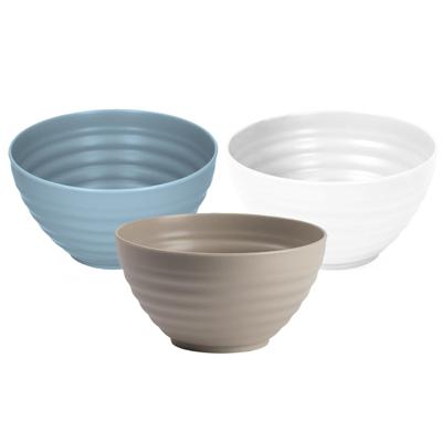Plasticforte onbreekbaar servies kommetjes - 9x stuks - blauw/wit/beige - kunststof - 15 x 8 cm