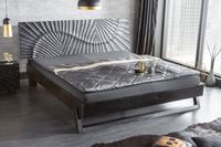 Design bed SCORPION 180x200cm zwart mangohout 3D snijwerk massief houten tweepersoonsbed - 40431 - thumbnail