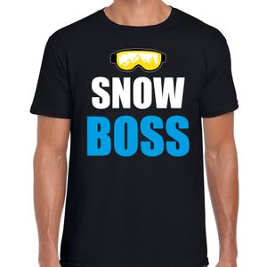 Apres ski t-shirt Snow Boss / sneeuw baas zwart heren - Wintersport shirt - Foute apres ski outfit