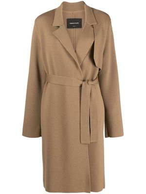 Fabiana Filippi cardigan ceinturé mi-long - Marron