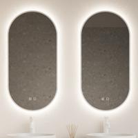 Spiegel Gliss Design Aura 40x100cm Mat Wit Ovaal Met LED Verlichting & Geïntegreerde Spiegelverwarming - thumbnail