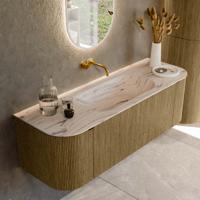 Badmeubel Mondiaz Kurve-Dlux | 140 cm | Meubelkleur Dusk | Wastafelkleur Nata | Solid surface | Wasbak midden spoelbak | Zonder kraangat(en) Badmeubel Mondiaz Kurve-Dlux | 140 cm | Meubelkleur Dusk | Wastafelkleur Nata | Solid surface | Wasbak midden spoelbak | Zonder kraangat(en)
