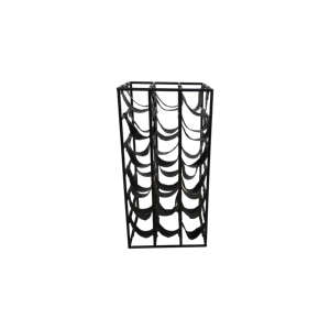 Wijnrek 18 flessen - 33x33x64 - zwart - metaal/leer