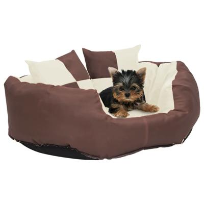 VidaXL Hondenkussen omkeerbaar en wasbaar 65x50x20 cm bruin en crème