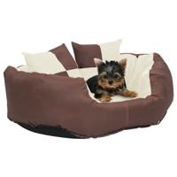 VidaXL Hondenkussen omkeerbaar en wasbaar 65x50x20 cm bruin en crème