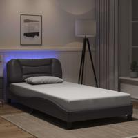Bedframe met LED zonder matras "Hvar" grijs 100x200 cm