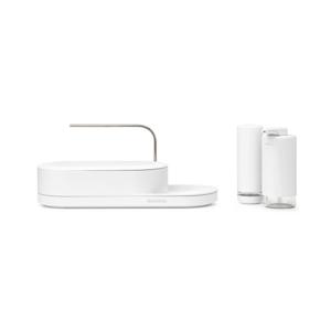 SinkStyle Organiser Set, 3-delig (organiser, zeep- en afwasmiddeldispenser) - Mineral Fresh White