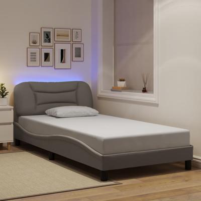 Bedframe met LED zonder matras 100x200 cm stof Taupe