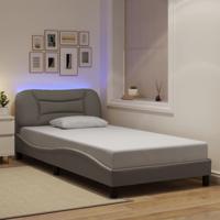 Bedframe met LED zonder matras 100x200 cm stof Taupe