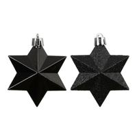 Ster kunststof L9b9h12 cm zwart 12 st Shatterproof Decoris - Decoris
