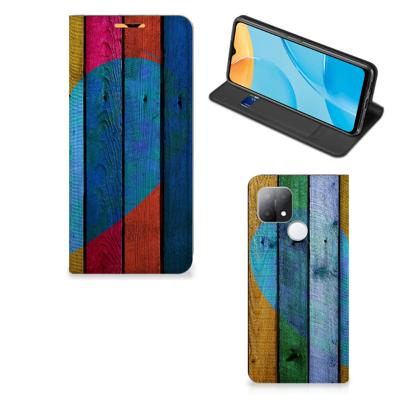 OPPO A15 Book | Wallet Case | Wood Heart - Cadeau voor je Vriend