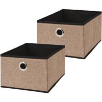 Opbergmand/kastmand - 2x - bruin - karton/kunststof - 15 liter - 32 x 25 x 18 cm