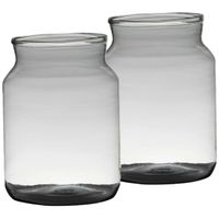 Set van 2x stuks bloemenvazen van gerecycled glas 30 x 21 cm