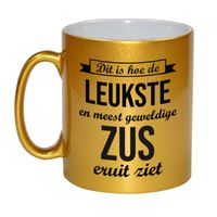 Gouden leukste en meest geweldige zus cadeau koffiemok / theebeker 330 ml