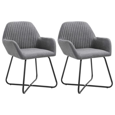 Eetkamerstoelen 2 st stof donkergrijs