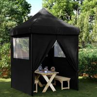 Partytent inklapbaar pop-up met 4 zijwanden zwart - thumbnail