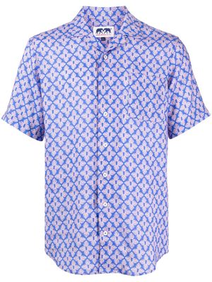 LOVE BRAND & Co. chemise en lin à imprimé graphique - Bleu