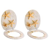 Toiletbrillen met deksels 2 st zeester MDF