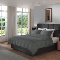 Dekbedovertrek Linnen - Beluga Grey - Lits-Jumeaux XL (260x200 Cm) - Grijs Percale Katoen - Effen - Yellow Suites - Dekbed-Discounter.nl