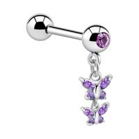 Jeweled Barbell with Charm Chirurgisch staal 316L / Belegde messing Barbells - thumbnail