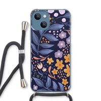 Flowers with blue leaves: iPhone 13 Transparant Hoesje met koord