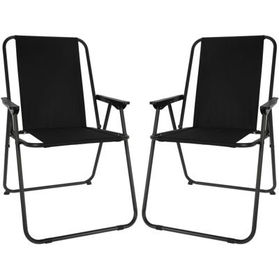 Redcliffs camping/strand stoel - 2x - aluminium - inklapbaar - zwart - L57 x B48 x H84 cm