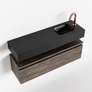 Toiletmeubel Mondiaz Andor | 100 cm | Meubelkleur Dark brown | Lex vrijhangend wastafel Urban Rechts | 1 kraangat