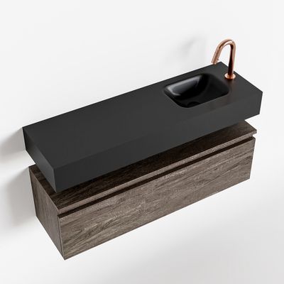 Toiletmeubel Mondiaz Andor | 100 cm | Meubelkleur Dark brown | Lex vrijhangend wastafel Urban Rechts | 1 kraangat