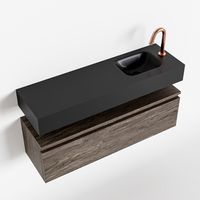 Toiletmeubel Mondiaz Andor | 100 cm | Meubelkleur Dark brown | Lex vrijhangend wastafel Urban Rechts | 1 kraangat