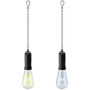 Set van 2x stuks groene en blauwe solar tuinverlichting hanglampen kunststof 20 cm